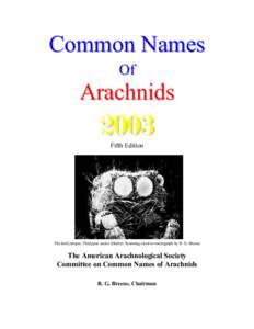 Common Names Of Arachnids  2003