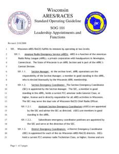 Wisconsin ARES/RACES Standard Operating Guideline SOG 101 Leadership Appointments and Functions