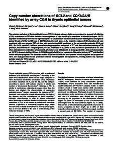 Copy number aberrations of BCL2 and CDKN2A&sol;B identified by array-CGH in thymic epithelial tumors