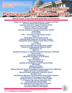 Keeping America Great — Through U.S. Science, Engineering & STEM Funding STEM on the Hill™ Participants & Exhibitors 2018