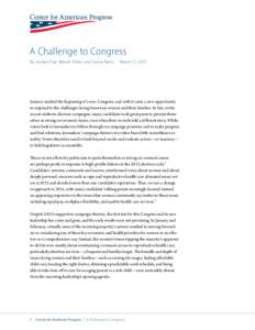 A Challenge to Congress By Jocelyn Frye, Milia B. Fisher, and Donna Barry March 11, 2015  January marked the beginning of a new Congress, and with it came a new opportunity