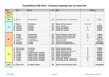 Compétitions FSP[removed]Concours organisés par les clubs AJP Dates Lieux  Société