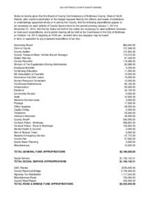 2014 BOTTINEAU COUNTY BUDGET HEARING  Notice is hereby given that the Board of County Commissioners of Bottineau County, State of North Dakota, after careful examination of the budget requests filed by the officers and h