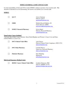 DF/HCC EXTERNAL AUDIT NOTIFICATIONS