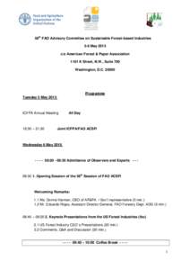 56th FAO Advisory Committee on Sustainable Forest-based Industries 5-6 May 2015 c/o American Forest & Paper Association 1101 K Street, N.W., Suite 700 Washington, D.C[removed]