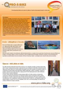 NEWSLETTER No.1 NovembrePromoting electric bikes and scooters for delivery of goods and passenger transport in urban areas  Cari lettori,