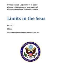 United States Department of State Bureau of Oceans and International Environmental and Scientific Affairs Limits in the Seas No. 143