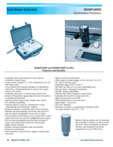 Acid Waste Submittal  RIONFUSER Electrofusion Processor  RIONFUSER and RIONFUSER ULTRA