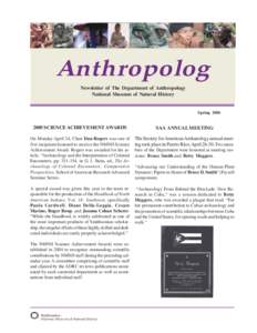 Anthropolog Newsletter of The Department of Anthropology National Museum of Natural History Spring 2006