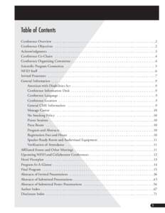 Table of Contents Conference Overview . . . . . . . . . . . . . . . . . . . . . . . . . . . . . . . . . . . . . . . . . . . . . . . . . . . . . . . . .2 Conference Objectives . . . . . . . . . . . . . . . . . . . . . . .