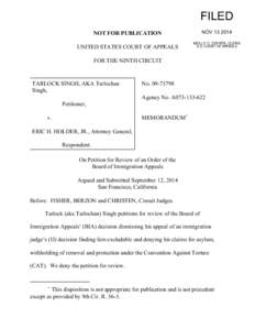 FILED NOV[removed]NOT FOR PUBLICATION UNITED STATES COURT OF APPEALS