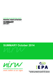 REGIONAL WASTE STRATEGY  SUMMARY[removed]This program is supported by the NSW EPA Waste Less,