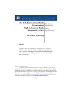 The U.S. International Trade Commission’s High-technology Trade Roundtable[removed]Web Version: