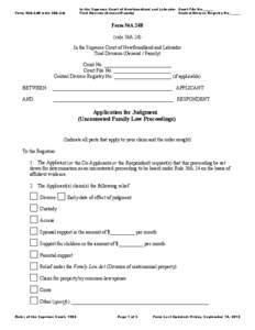 Supreme Court of Newfoundland and Labrador - Family Division - Form 56A.24B - Application for Judgment (Uncontested Family Law Proceedings)