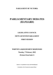 EXTRACTFROMBOOK  PARLIAMENT OF VICTORIA PARLIAMENTARY DEBATES (HANSARD)