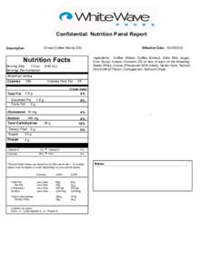 Confidential: Nutrition Panel Report Description Effective Date: ID Iced Coffee Mocha ESL
