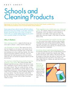 F A C T  S H E E T Schools and Cleaning Products