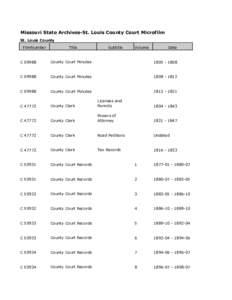 Missouri State Archives-St. Louis County Court Microfilm St. Louis County FilmNumber Title