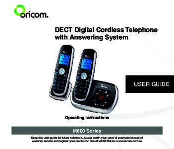 DECT Digital Cordless Telephone with Answering System USER GUIDE  Operating Instructions