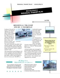 REGIONAL TRANSIT STUDY *  NEWS UPDATE