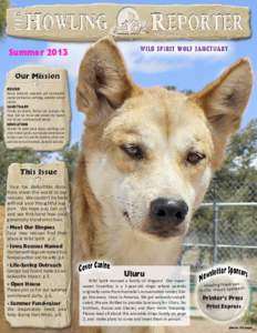 Summer[removed]RESCUE Rescue displaced, unwanted, and un-releasable cap�ve-bred wolves, wolf-dogs, and other related species.