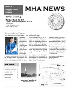 Volume 8, No. 1 Mecklenburg Historical Association March[removed]Dinner Meeting