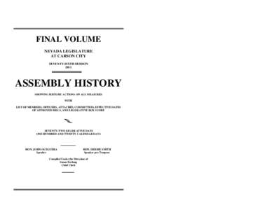 FINAL VOLUME NEVADA LEGISLATURE AT CARSON CITY SEVENTY-SIXTH SESSION 2011