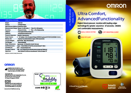 Model HEM-7221 Display LCDDigital Display Measurement Method Oscillometric method Measurement Range Pressure: 0 to 299 mmHg | Pulse: 40 to 180 beats/min.