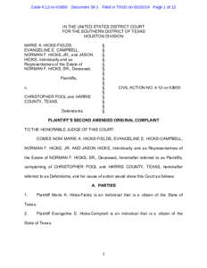 Case 4:12-cvDocument 39-1 Filed in TXSD onPage 1 of 12  IN THE UNITED STATES DISTRICT COURT FOR THE SOUTHERN DISTRICT OF TEXAS HOUSTON DIVISION MARIE A. HICKS-FIELDS,