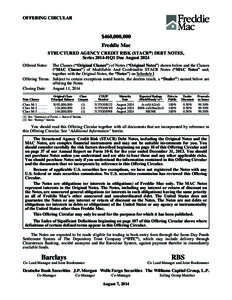 OFFERING CIRCULAR  $460,000,000 Freddie Mac STRUCTURED AGENCY CREDIT RISK (STACR®) DEBT NOTES, Series 2014-HQ1 Due August 2024