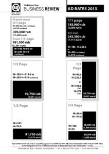 AD Rates 2013 French cover 2/1 page  W=[removed]+200) +2x5(bleed)