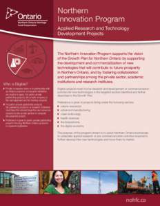 Northern Innovation Program - Applied Research and Technology Development Projects