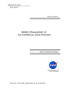 NOVEMBER 13, 2013 AUDIT REPORT OFFICE OF AUDITS  NASA’S MANAGEMENT OF