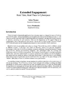 Extended Engagement: Real Time, Real Place in Cyberspace Selma Thomas Watertown Productions  Larry Friedlander