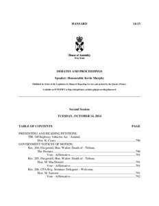 HANSARD[removed]DEBATES AND PROCEEDINGS Speaker: Honourable Kevin Murphy