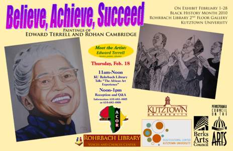 On Exhibit February 1–28 Black History Month 2010 Rohrbach Library 2nd Floor Gallery Kutztown University Paintings of