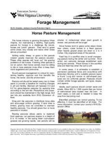 Forage Management Ed B. Smolder, Jackson County Extension Agent August[removed]Horse Pasture Management