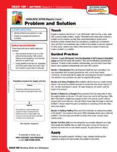 READ 180  • ACTION Magazine  •  Comprehension  Scaffolding Tracker ✓ Skill: Problem and Solution ▲