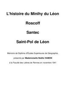 L’histoire du Minihy du Léon Roscoff Santec