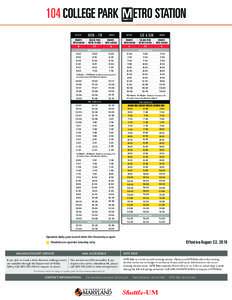 104 COLLEGE PARK DEPART MON – FRI  REGENTS