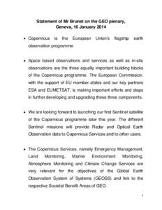 Statement of Mr Brunet on the GEO plenary,