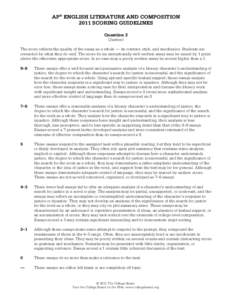 AP® ENGLISH LITERATURE AND COMPOSITION 2011 SCORING GUIDELINES Question 3 (Justice)  The score reflects the quality of the essay as a whole — its content, style, and mechanics. Students are