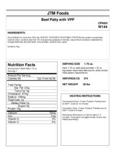 ZARTIC/Z-BIRD NUTRITIONAL INFORMATION SHEET