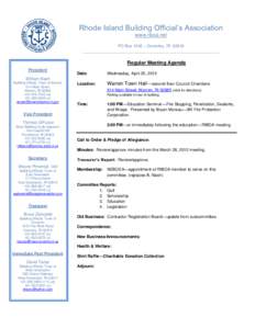 Rhode Island Building Official’s Association www.riboa.net PO Box 1246 – Coventry, RI[removed]___________________________________________________________  Regular Meeting Agenda