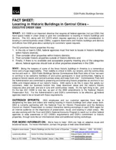 GSA Public Buildings Service  FACT SHEET: Locating in Historic Buildings in Central Cities –
