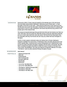 OVERVIEW  Introduced in 2005, 14 Hands wines are inspired by the unbridled spirit of the wild horses that once freely roamed eastern Washington. Measuring a scant 14 hands high — a “hand” equivalent to the width of