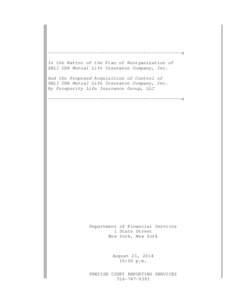 NYSDFS Public Hearing: SBLI Demutualization - August 21, [removed]Transcript