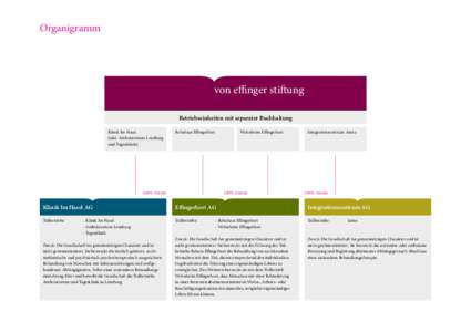 Organigramm  von effinger stiftung Betriebseinheiten mit separater Buchhaltung Klinik Im Hasel (inkl. Ambulatorium Lenzburg