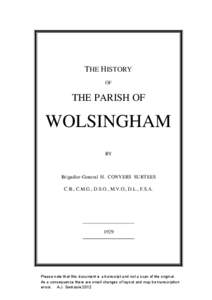 THE HISTORY OF THE PARISH OF  WOLSINGHAM