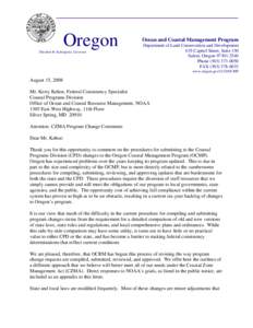 Oregon / Coastal management / National Environmental Policy Act / Physical geography / Earth / Coastal Zone Management Act / National Oceanic and Atmospheric Administration / Environment